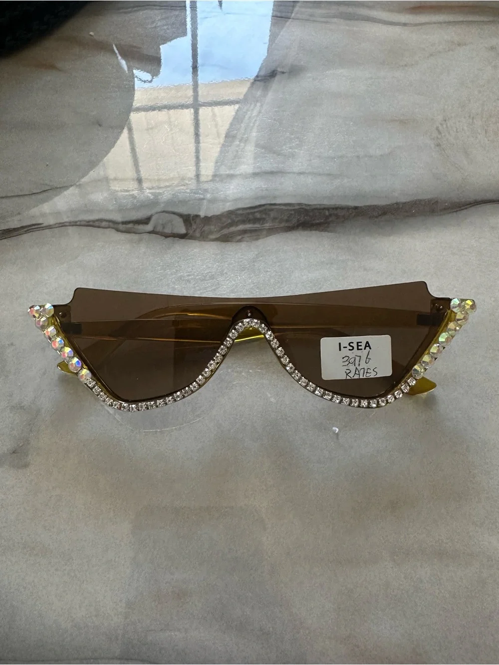 I-SEA Brown Rhinestone Shield Sunglasses – New With Tags
